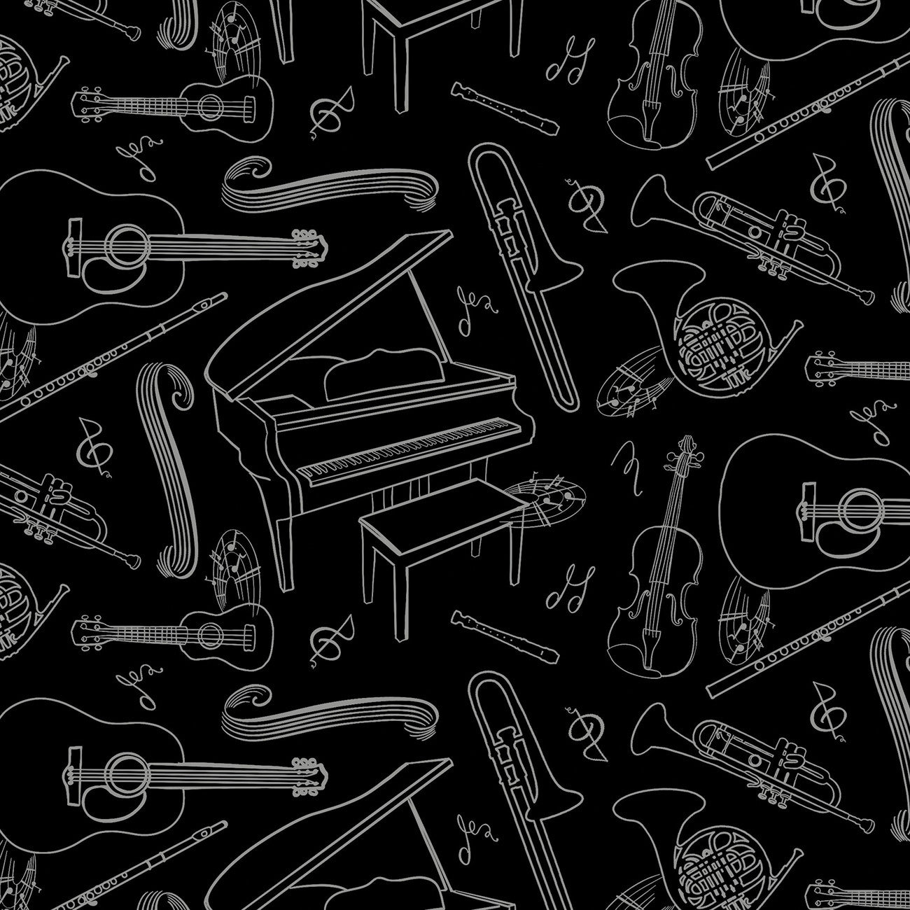 Making Music Music Etchings Black by Andi Metz | Benartex
