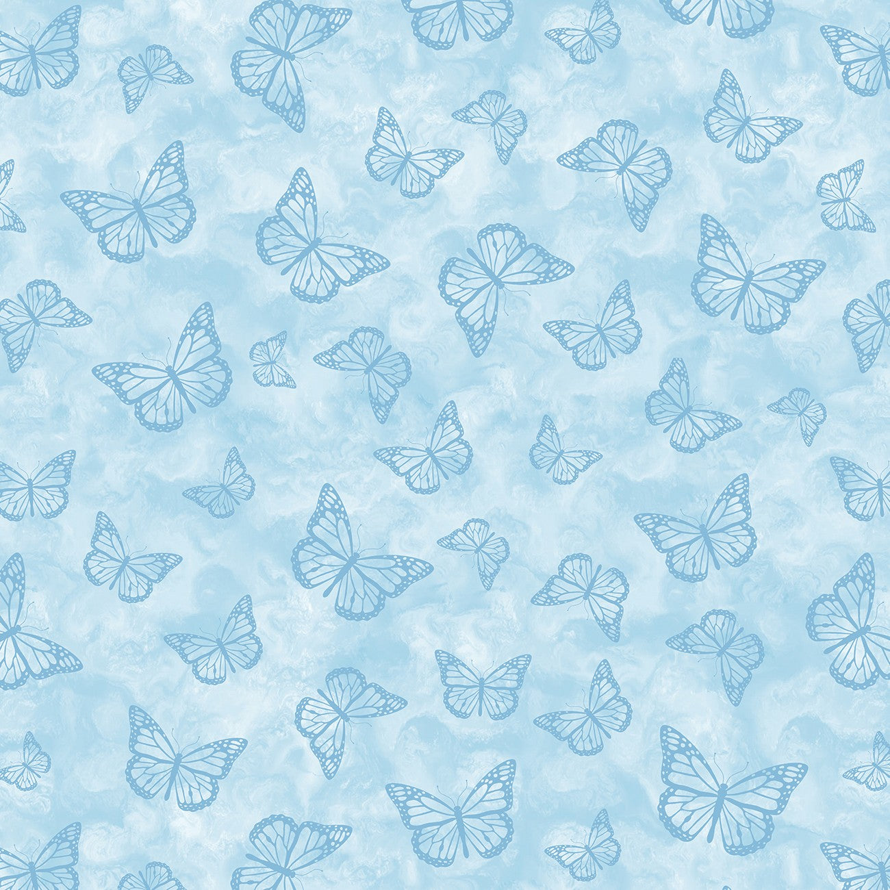 Butterfly Calypso Butterfly Shadow Light Blue Yardage | Benartex