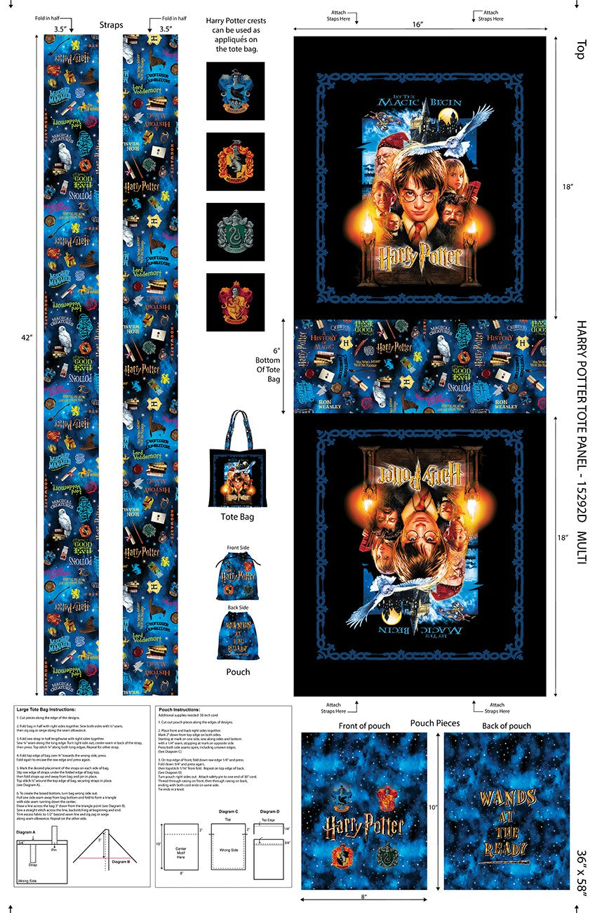 Harry Potter 2nd Edition Tote 60in Multi Panel | Benartex