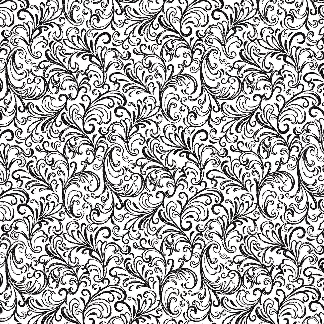 Blessed Nest Chalk Scroll Black/White Yardage by Shannon Roberts | Benartex