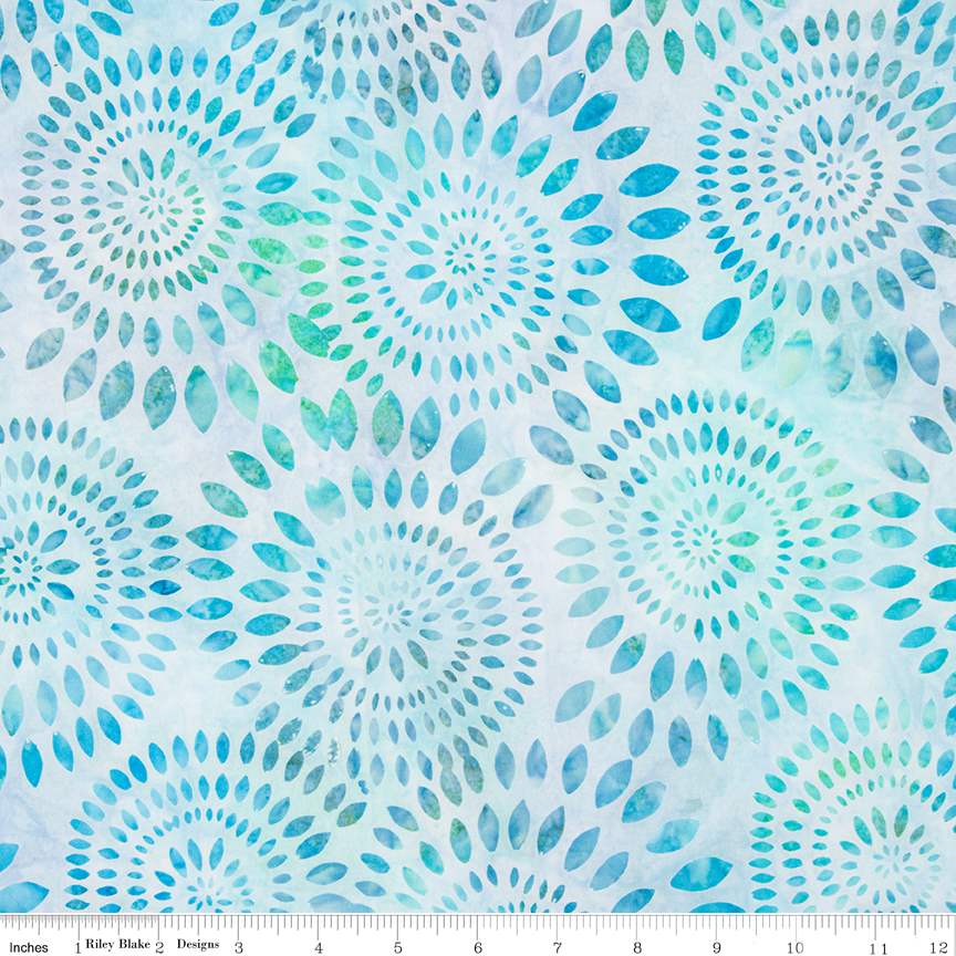 Expressions Batiks Dahlias Adriatic Mist Wide Back Cotton Yardage | Riley Blake Designs #BTWB23010-271