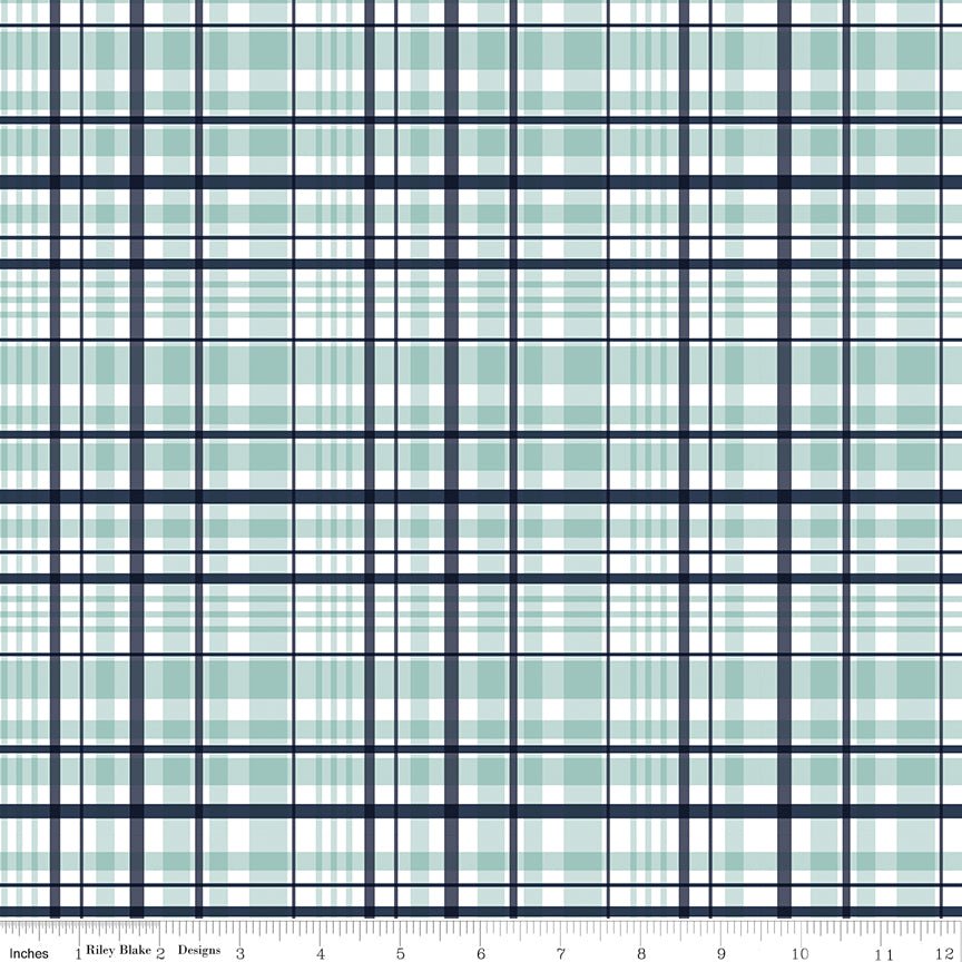It's a Boy Plaid Aqua Yardage by Echo Park Paper Co | Riley Blake Designs