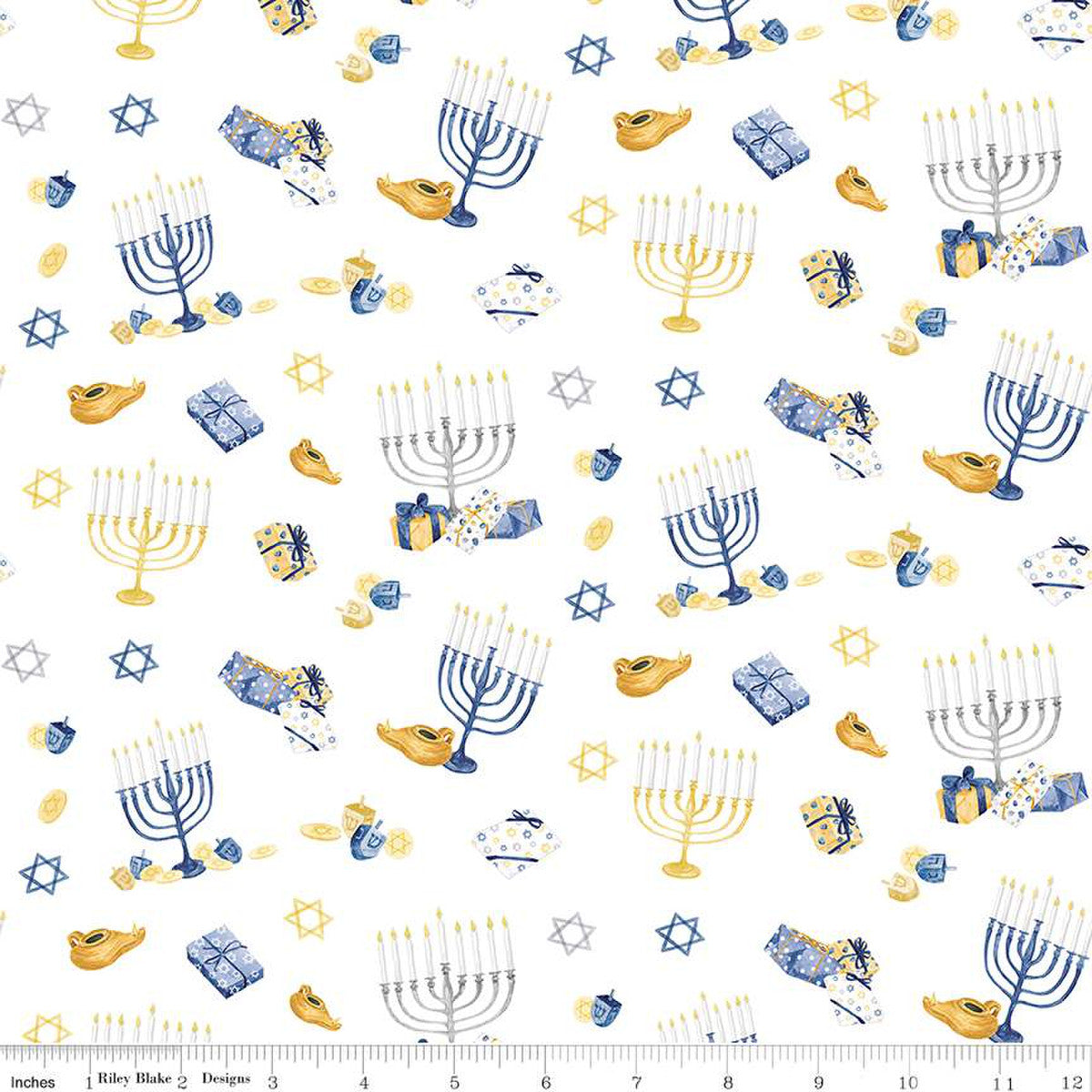 Hanukkah Nights Main White Yardage by Tara Reed | Riley Blake Designs #C13430-WHITE