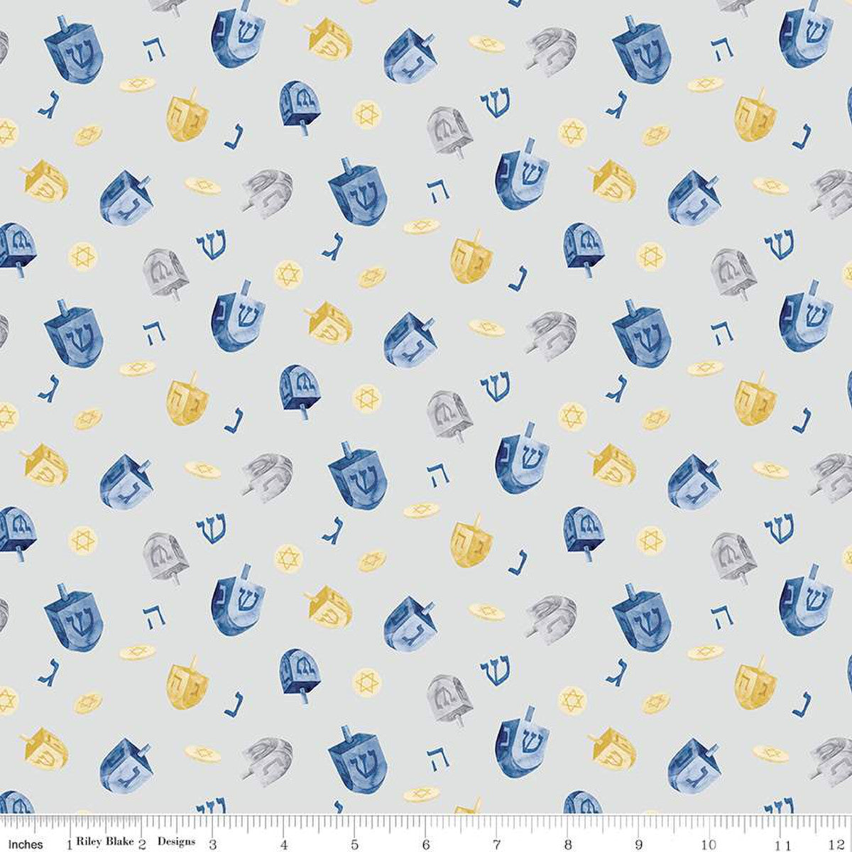 Hanukkah Nights Dreidels Gray Yardage by Tara Reed | Riley Blake Designs #C13431-GRAY