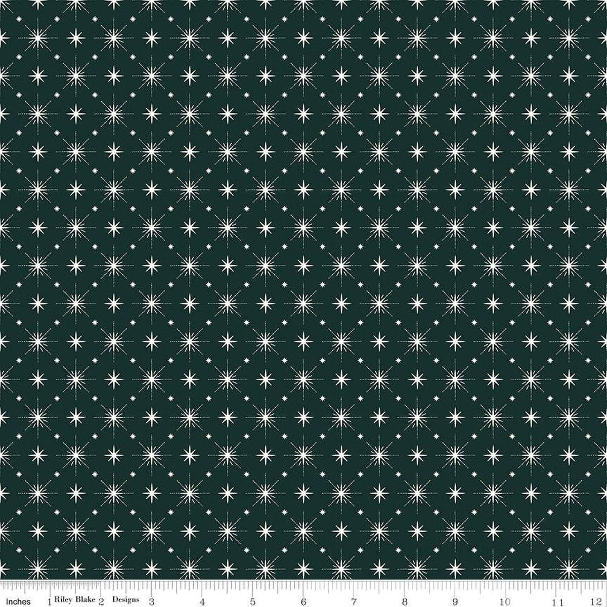 Christmas Is In Town Stars Forest Yardage by Sandy Gervais | Riley Blake Designs #C14747-FOREST