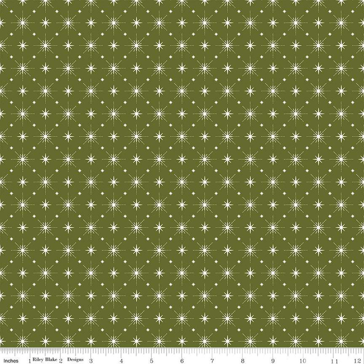 Christmas Is In Town Stars Green Yardage by Sandy Gervais | Riley Blake Designs #C14747-GREEN