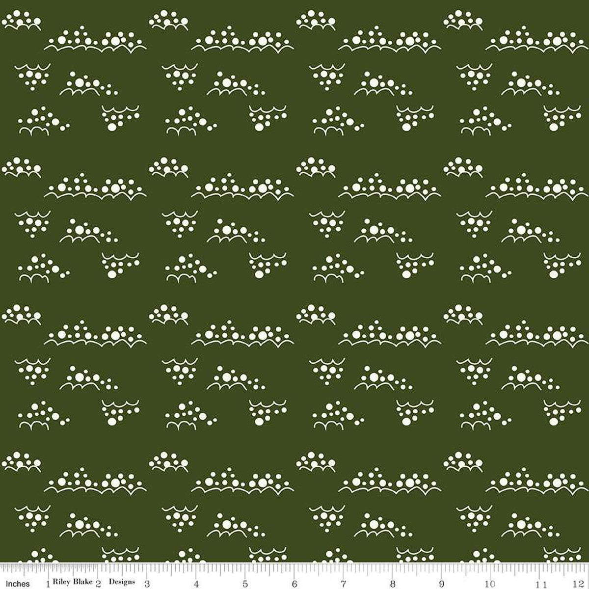 Christmas Is In Town Snowballs Dark Green Yardage by Sandy Gervais | Riley Blake Designs #C14749-DKGREEN