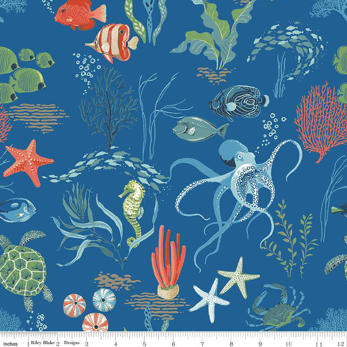 Free As The Ocean Main Blue Yardage by Lisa Audit | Riley Blake Designs #C14800-BLUE