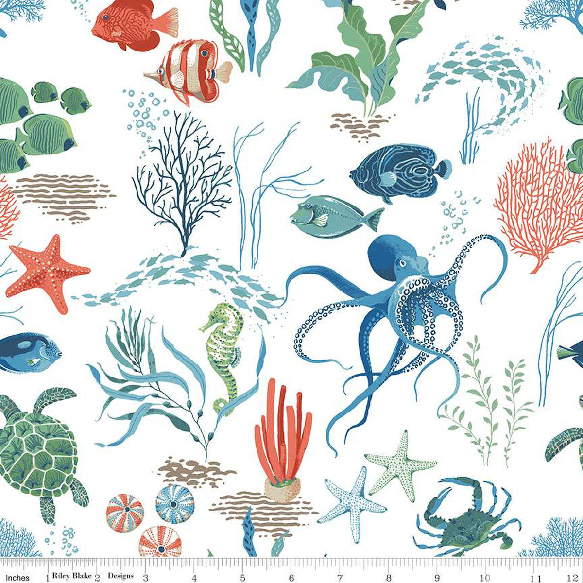 Free As The Ocean Main White Yardage by Lisa Audit | Riley Blake Designs #C14800-WHITE