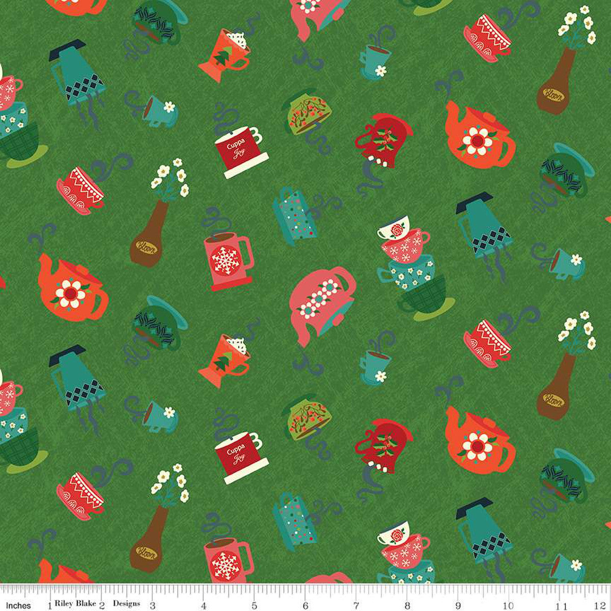 In From The Cold Cups Green Yardage by Heather Peterson | Riley Blake Designs #C14861-GREEN