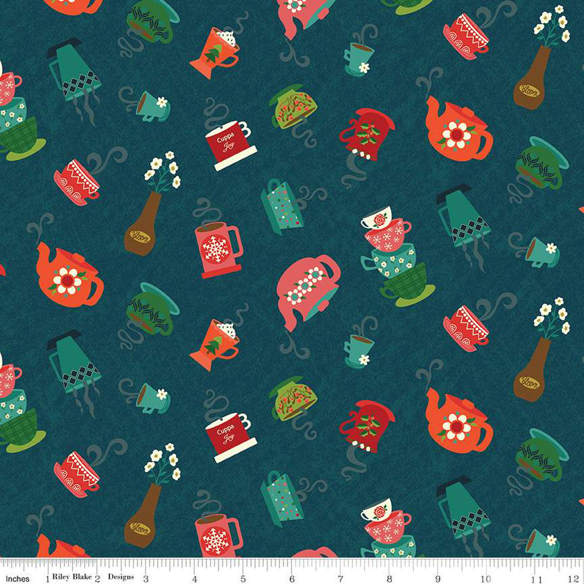 In From The Cold Cups Navy Yardage by Heather Peterson | Riley Blake Designs #C14861-NAVY