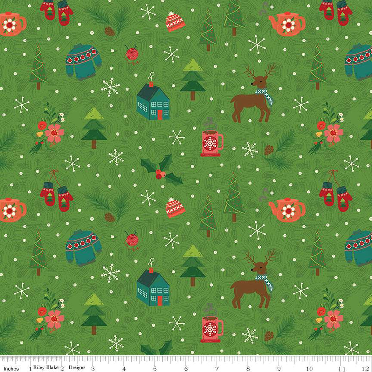 In From The Cold Winter Green Yardage by Heather Peterson | Riley Blake Designs #C14862-GREEN