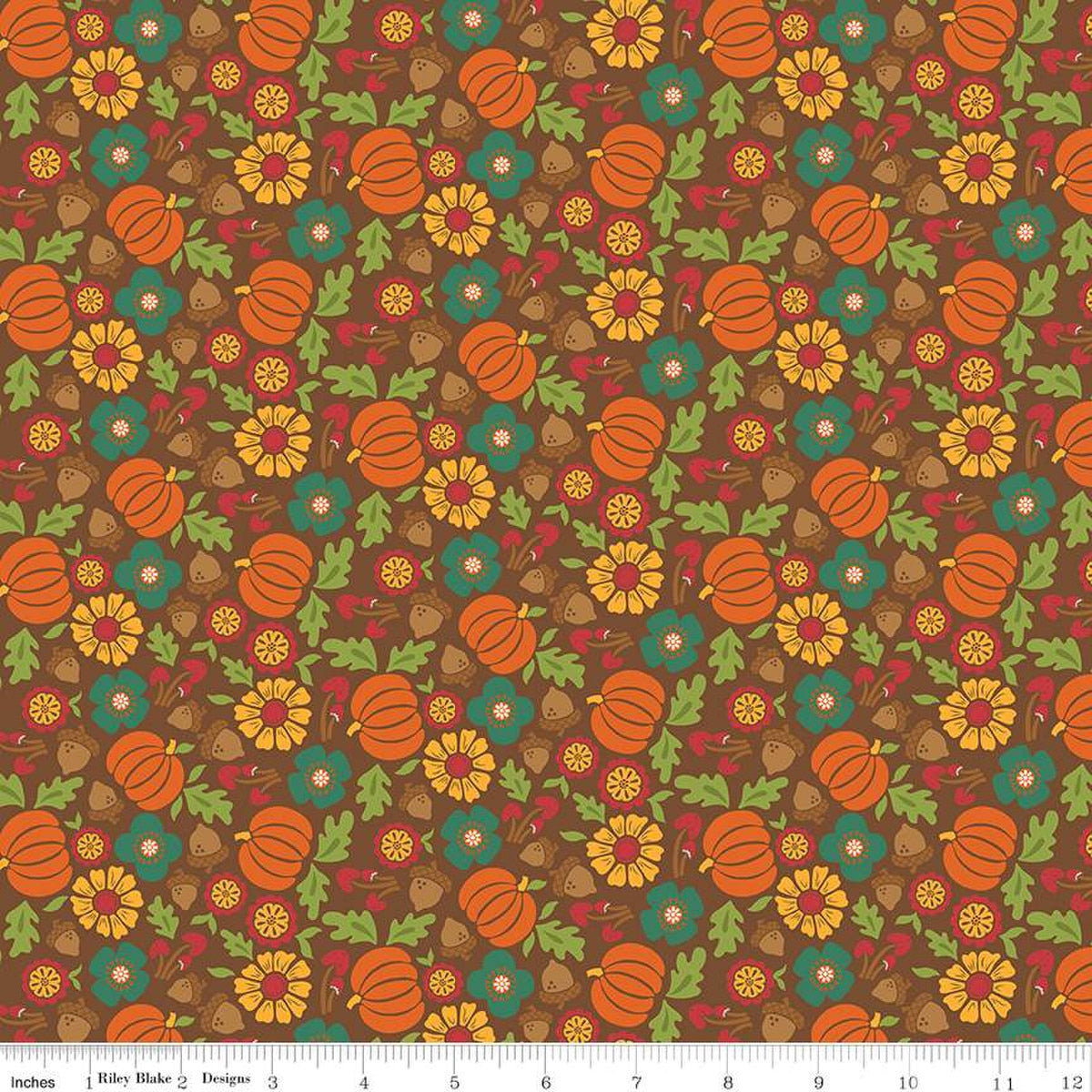 Autumn Afternoon Pumpkins Brown Yardage by Heather Peterson | Riley Blake Designs SKU #C14871-BROWN