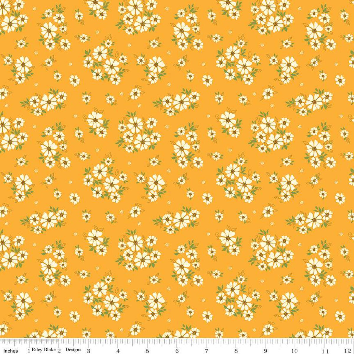 Autumn Afternoon Daisies Saffron Yardage by Heather Peterson | Riley Blake Designs SKU #C14872-SAFFRON