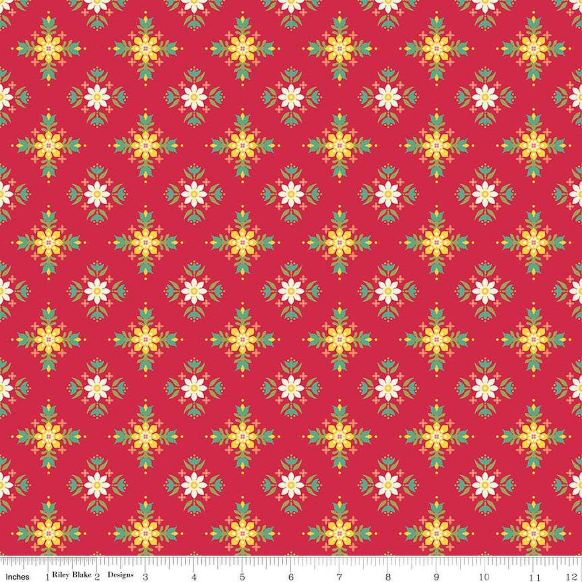 Autumn Afternoon Flower Clusters Berry Yardage by Heather Peterson | Riley Blake Designs SKU #C14873-BERRY