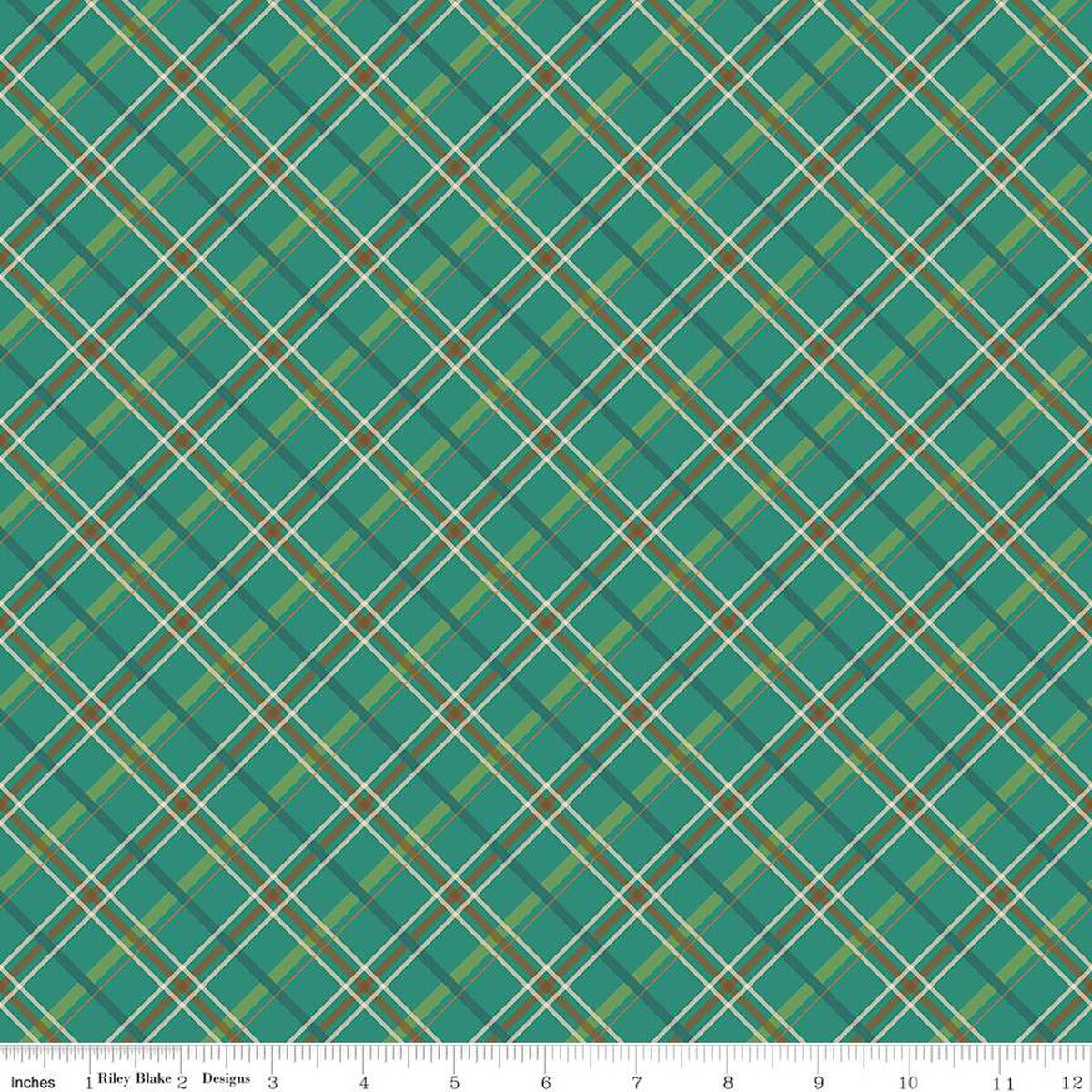 Autumn Afternoon Plaid Teal Yardage by Heather Peterson | Riley Blake Designs SKU #C14875-TEAL