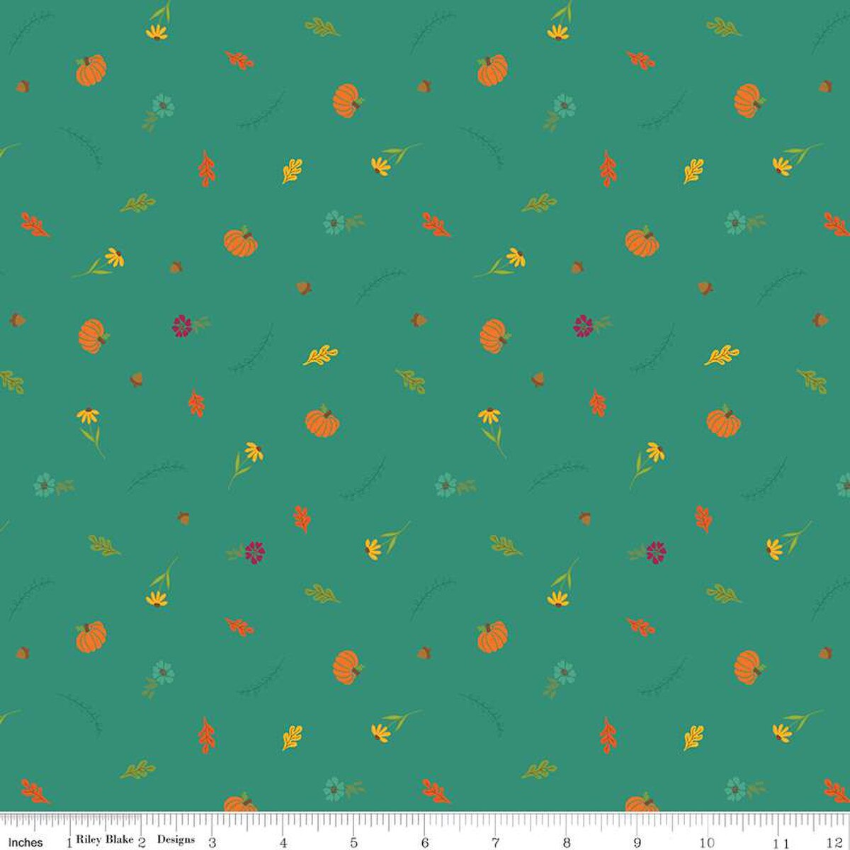 Autumn Afternoon Fall Toss Teal Yardage by Heather Peterson | Riley Blake Designs SKU #C14877-TEAL