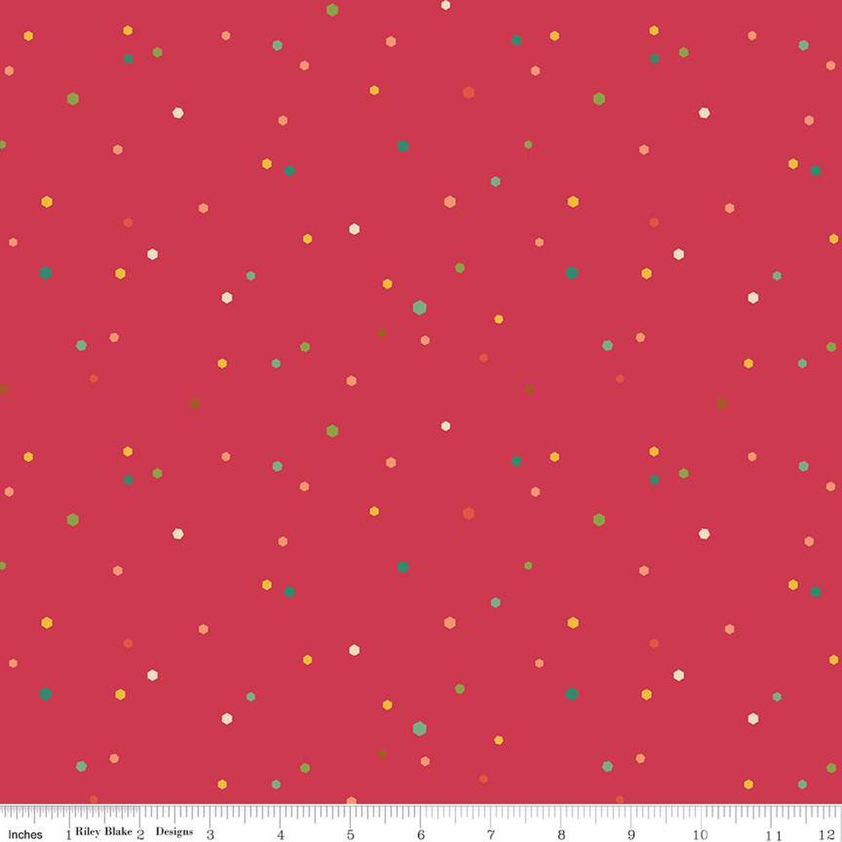 Autumn Afternoon Hexi Dots Berry Yardage by Heather Peterson | Riley Blake Designs SKU #C14879-BERRY