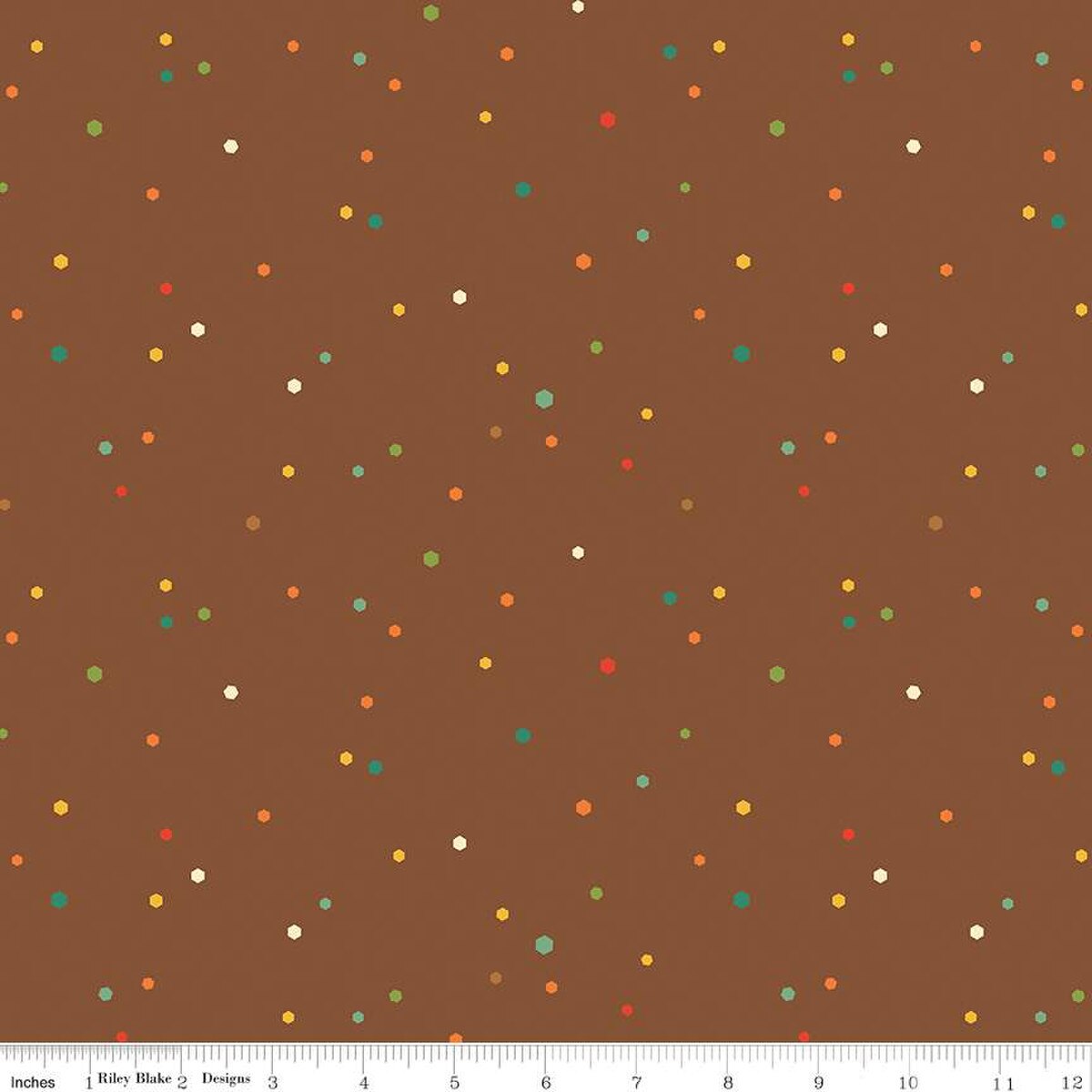 Autumn Afternoon Hexi Dots Brown Yardage by Heather Peterson | Riley Blake Designs SKU #C14879-BROWN