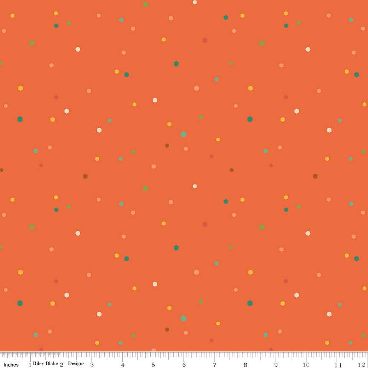 Autumn Afternoon Hexi Dots Orange Yardage by Heather Peterson | Riley Blake Designs SKU #C14879-ORANGE