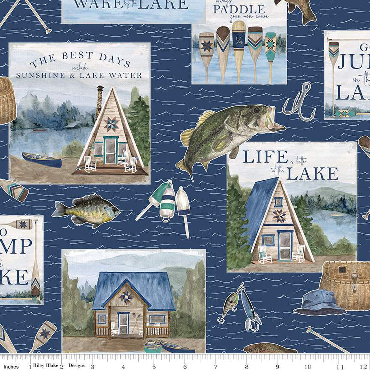 Wake at the Lake Main Navy Yardage by Tara Reed | Riley Blake Designs #C14890-NAVY