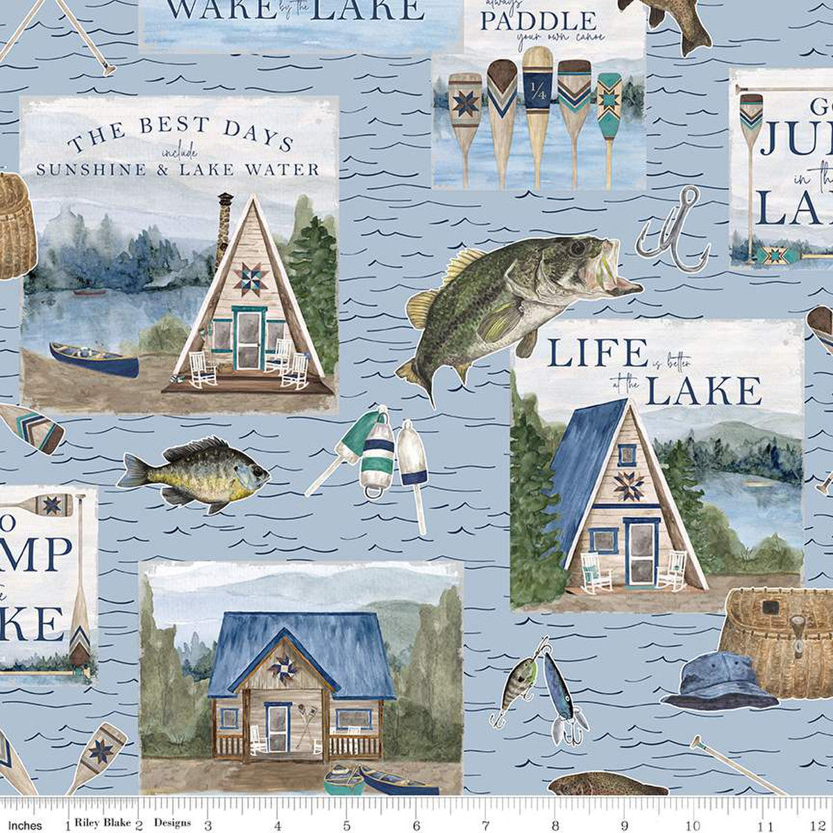 Wake at the Lake Main Sky Yardage by Tara Reed | Riley Blake Designs #C14890-SKY
