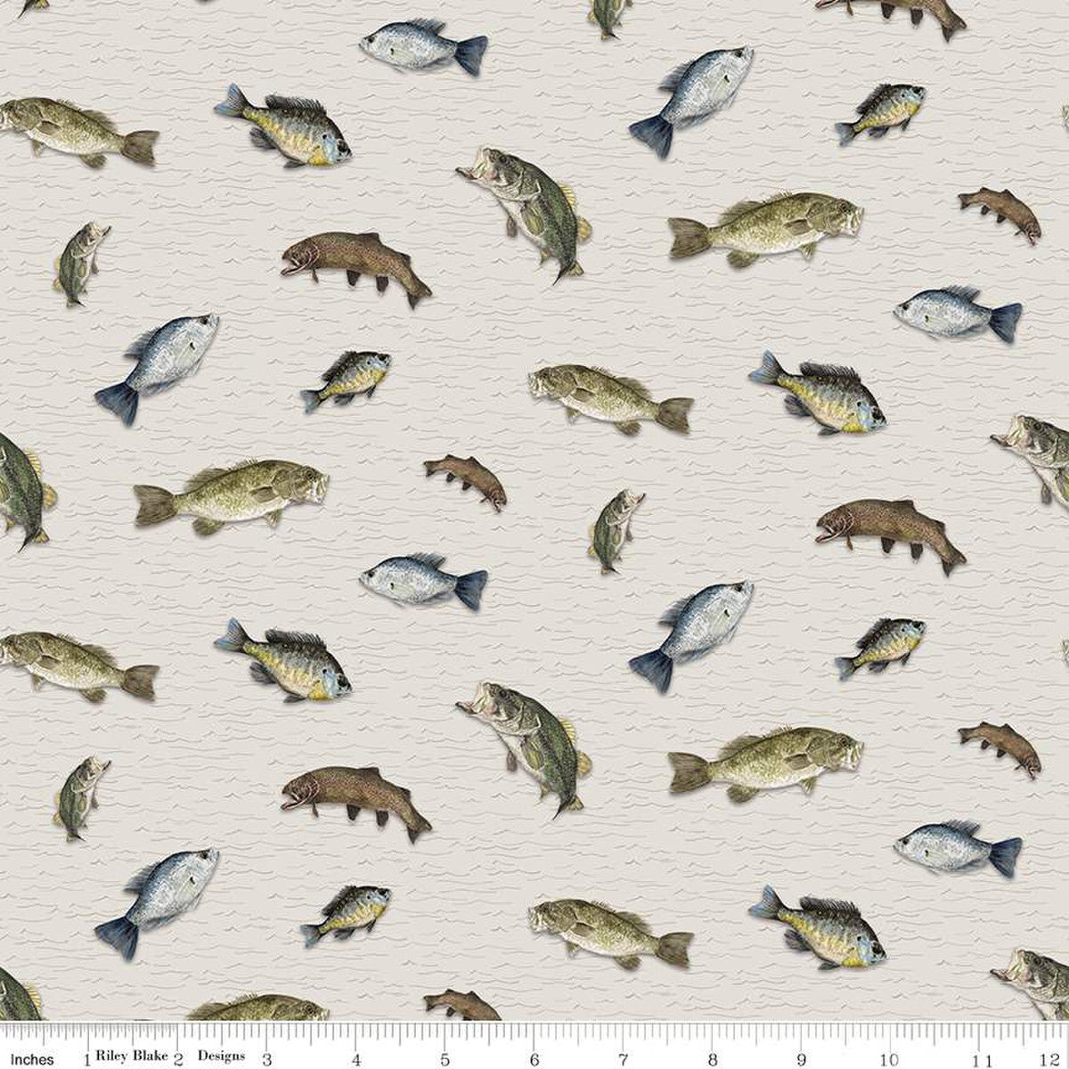 Wake at the Lake Fish Toss Tan Yardage by Tara Reed | Riley Blake Designs #C14891-TAN