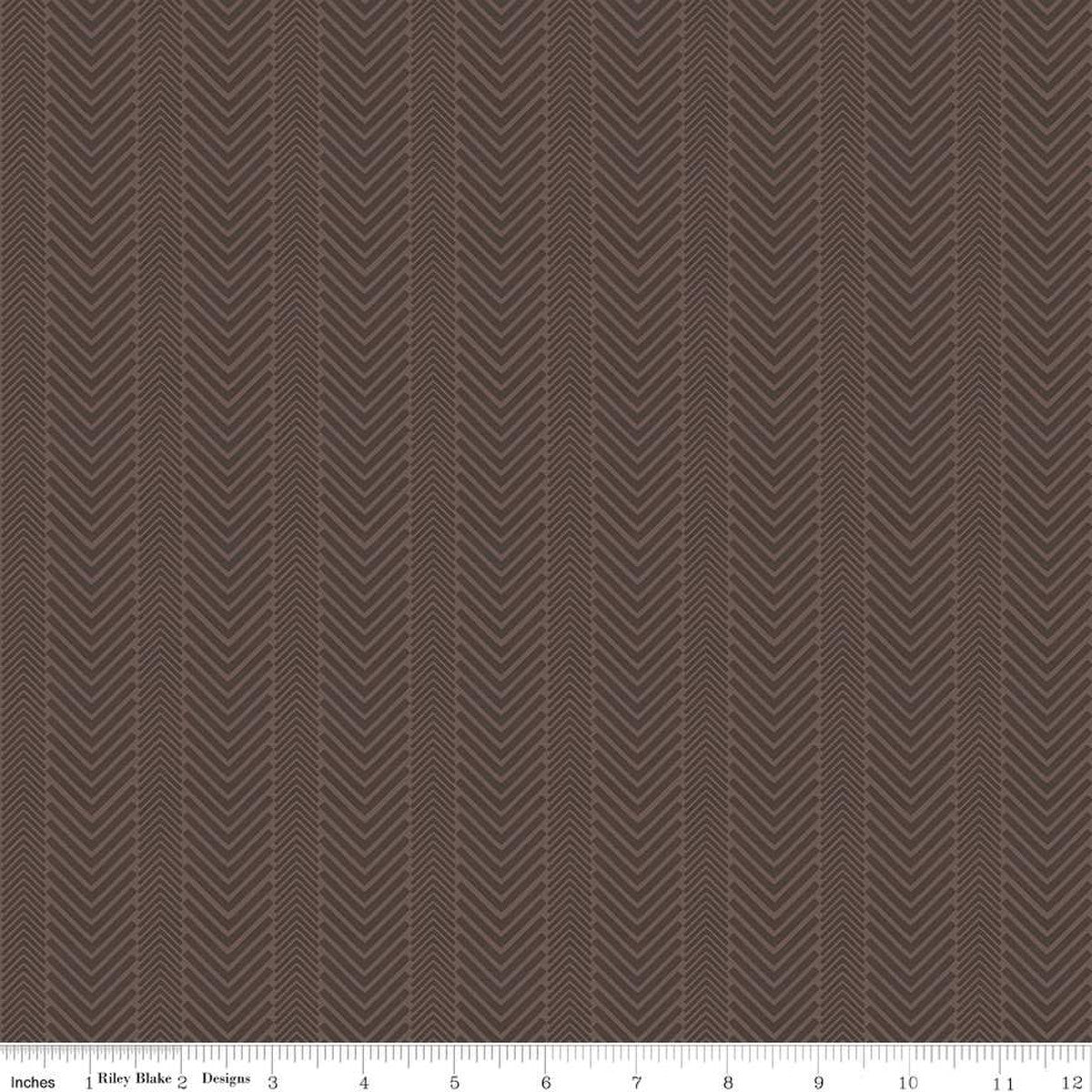 Wake at the Lake Herringbone Brown Yardage by Tara Reed | Riley Blake Designs #C14893-BROWN