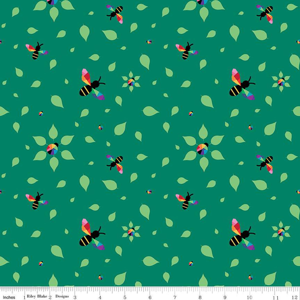 Bloom Busy Bees Emerald Yardage by Kristy Lea of Quiet Play | Riley Blake Designs #C14982-EMERALD