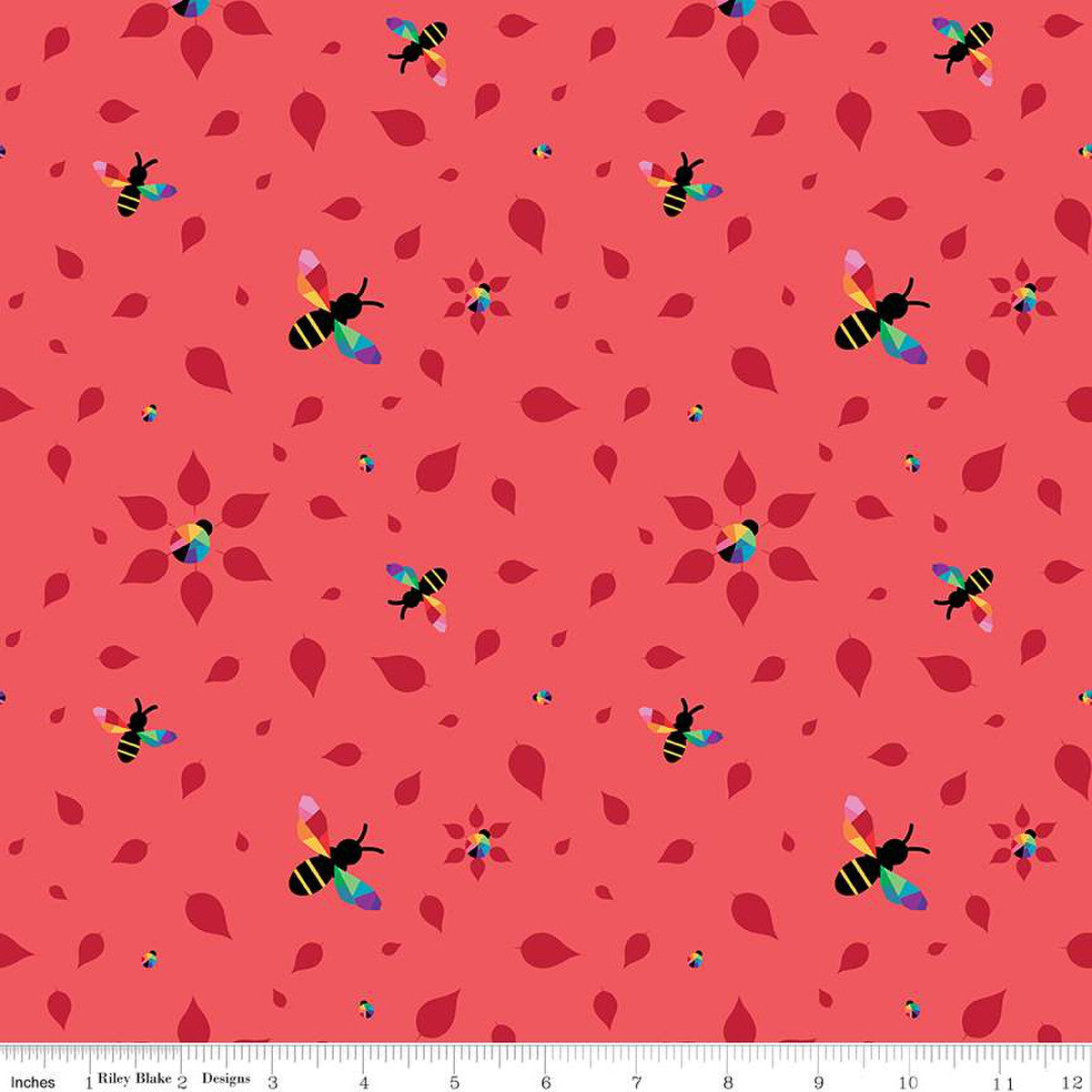 Bloom Busy Bees Red Yardage by Kristy Lea of Quiet Play | Riley Blake Designs #C14982-RED