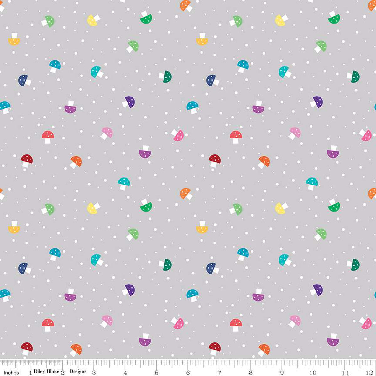Bloom Mushies Gray Yardage by Kristy Lea of Quiet Play | Riley Blake Designs #C14986-GRAY