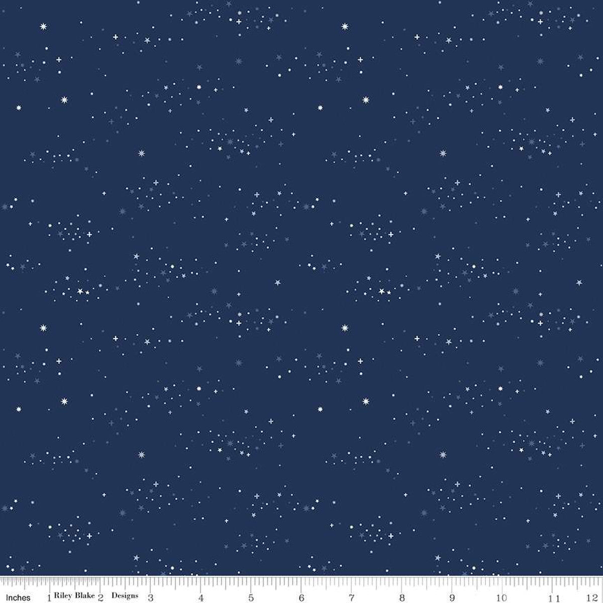 Between The Pages Starlight Navy Yardage by Fran Gulick | Riley Blake Designs #C15377-NAVY