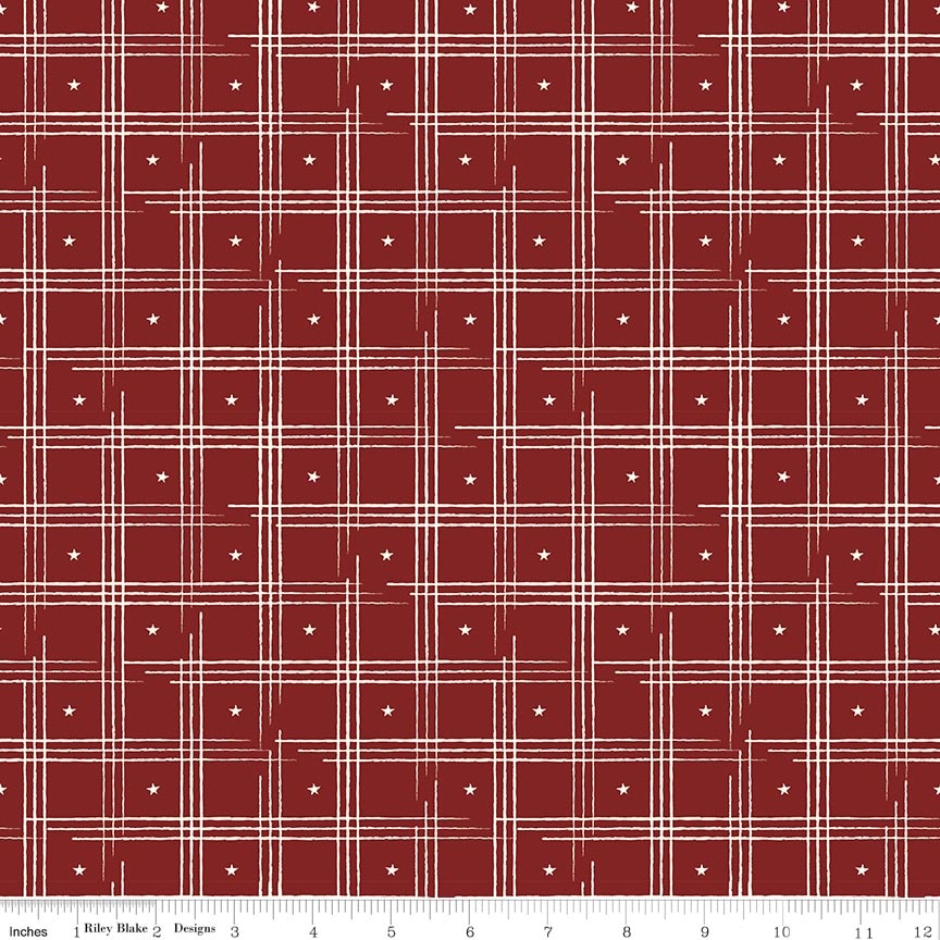 American Honor Plaid Barn Red Barnred Yardage by Vicki Gifford | Riley Blake Designs