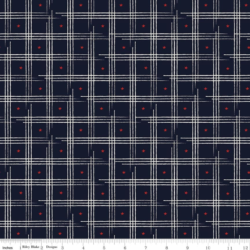 American Honor Plaid Blue Yardage by Vicki Gifford | Riley Blake Designs