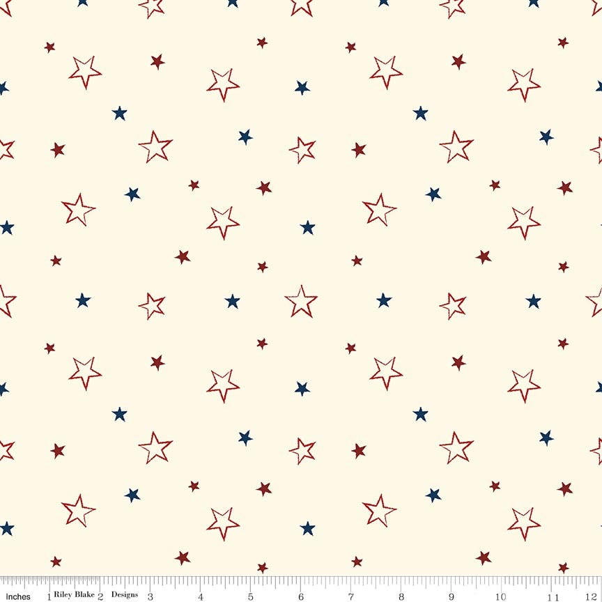 American Honor Stars Cream Yardage by Vicki Gifford | Riley Blake Designs