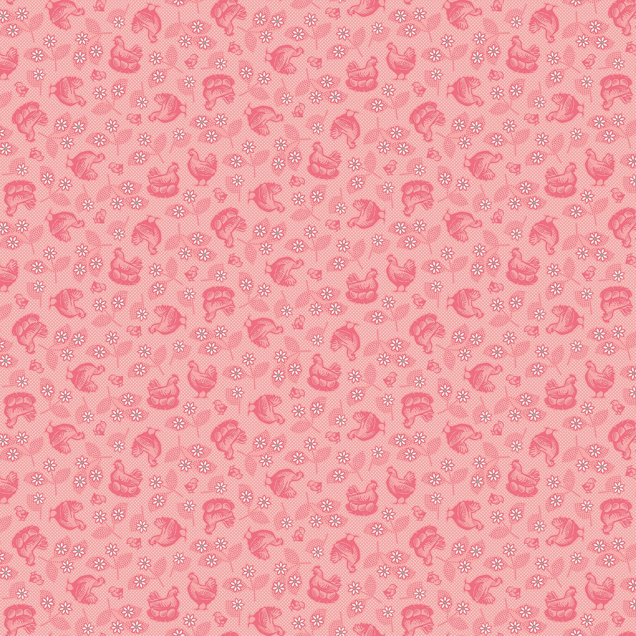 Farmer's Daughter Hens & Chicks Coral Yardage By Lori Holt | Riley Blake Designs