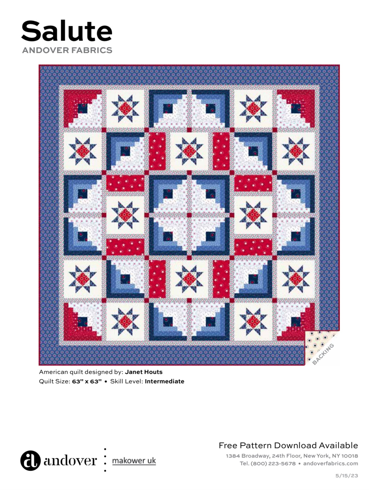 Salute Americana Quilt Pattern free PDF from Andover Fabrics