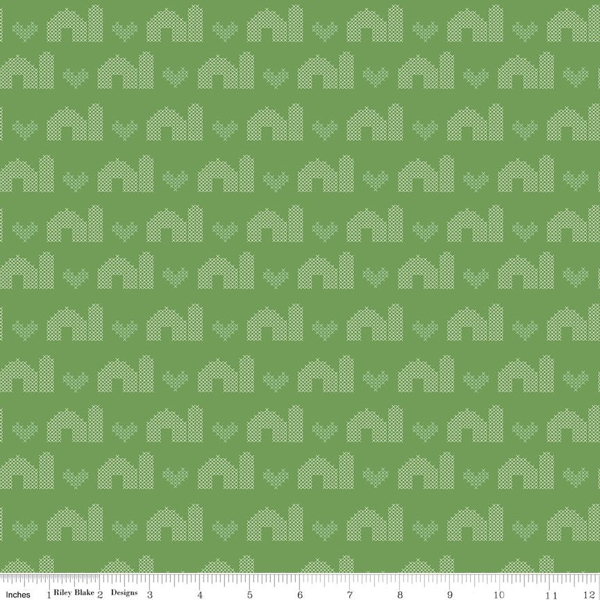 Sweet Acres Barn Stitch Basil Yardage by Beverly McCullough | Riley Blake Designs