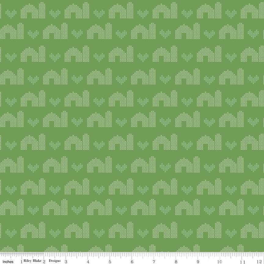 Sweet Acres Barn Stitch Basil Yardage by Beverly McCullough | Riley Blake Designs