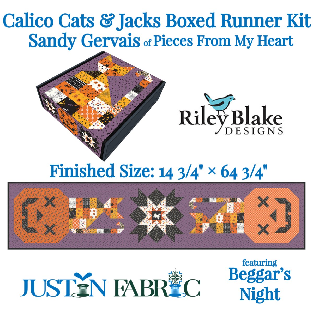 Calico Cats and Jacks Runner Boxed Kit - Beggar’s Night by Sandy Gervais | Riley Blake Designs