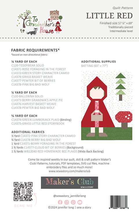 Little Red Quilt Pattern featuring To Grandmother's House by Jennifer Long | Riley Blake Designs - back cover