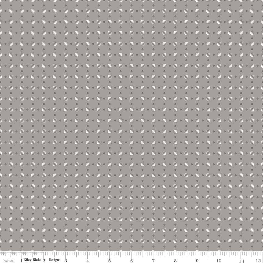 Bee Basics Polka Dot Gray Yardage by Lori Holt | Riley Blake Designs C6405-GRAY