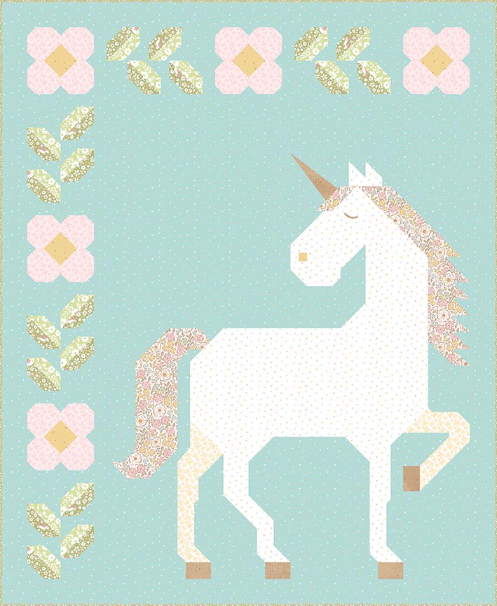 Unicorn Garden Quilt Kit featuring Little Posies by Cayla Naylor | Riley Blake Designs
