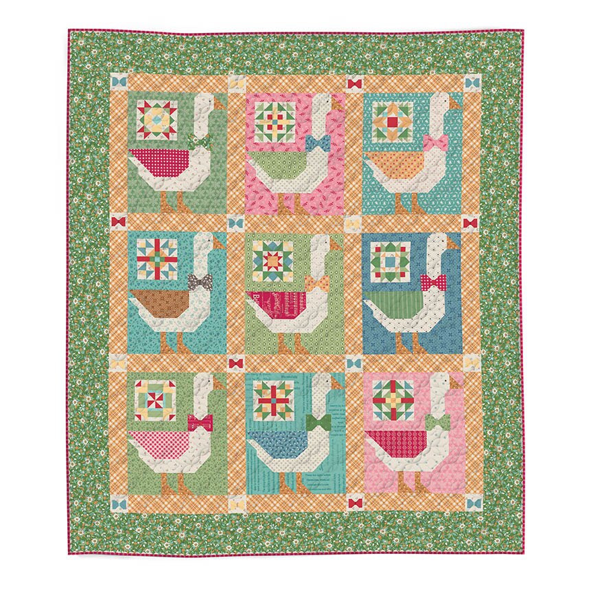 Machine Embroidery Nine Geese A-Laying Quilt Fabric Only Kit