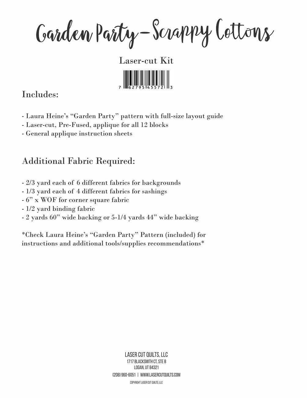 Garden Party Scrappy Cottons Laser-cut Quilt Kit by Laura Heine of Fiberworks | Laser Cut Quilts