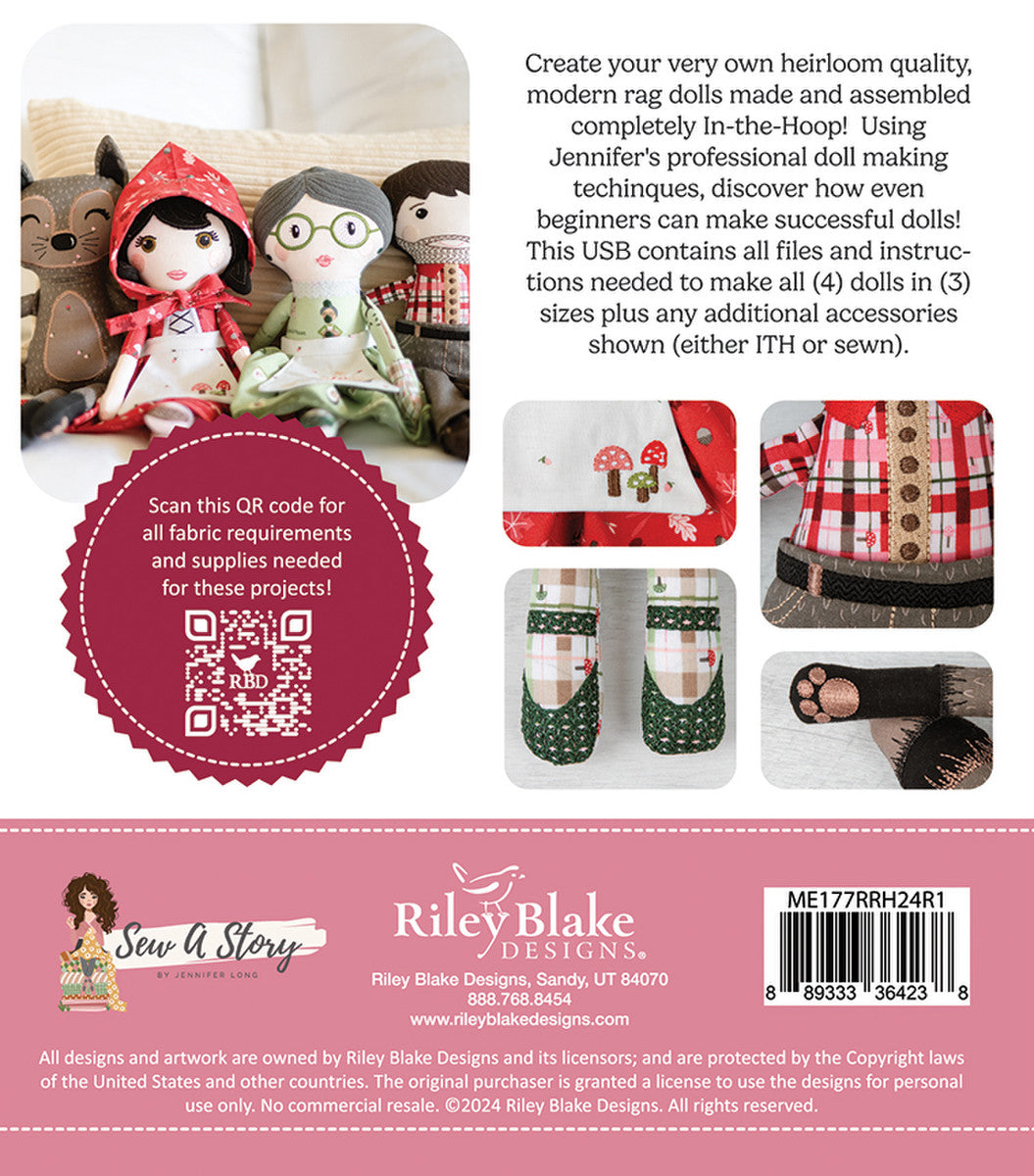 Red Riding Hood & Friends Dolls Machine Embroidery USB by Jennifer Long | Riley Blake Designs back cover
