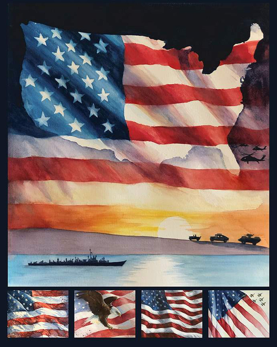 Letters From Home Flag Panel by Vicki Gifford | Riley Blake Designs #PD15616-PANEL