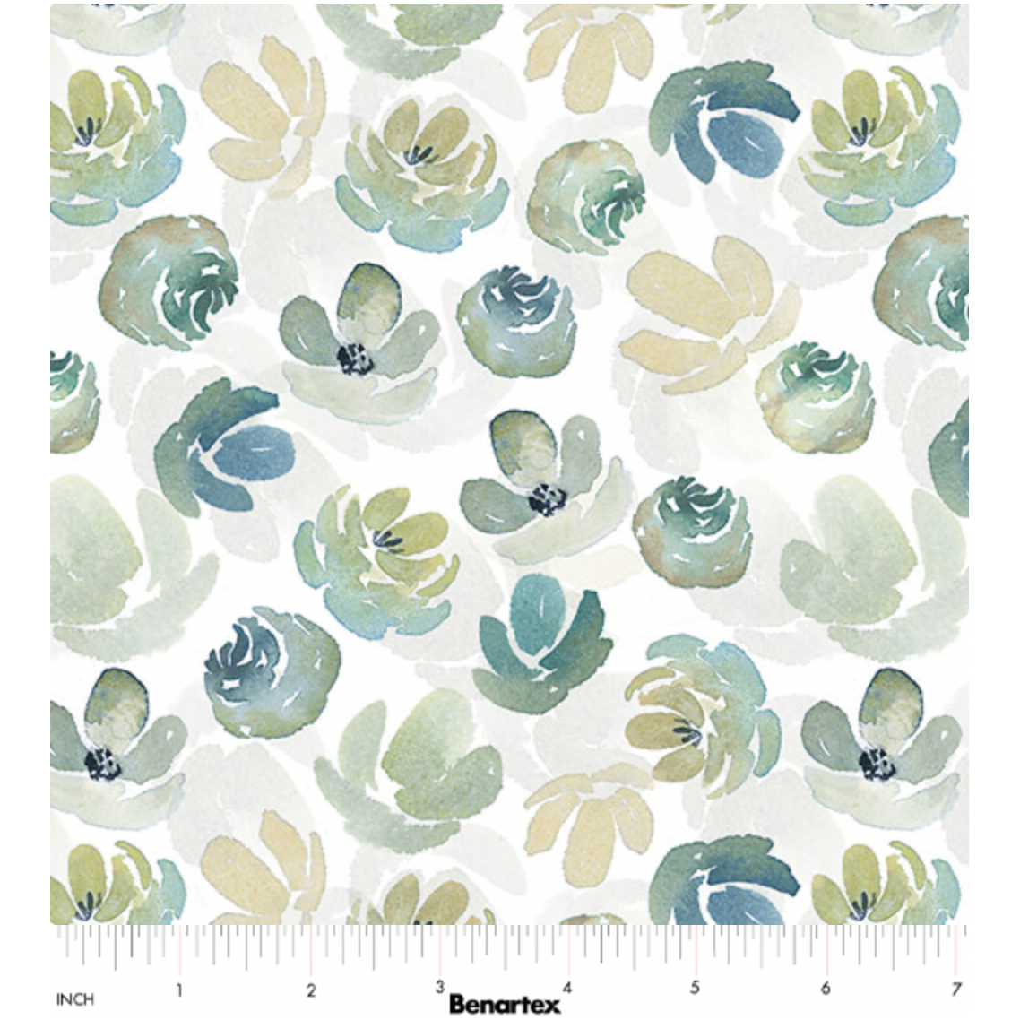Enchanted Florals Enchanted Floral Toss White/Turquoise Yardage by Kristin Brokmon | Benartex