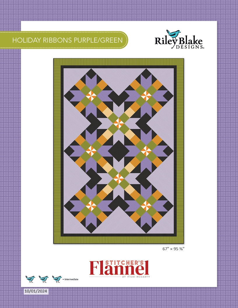 Holiday Ribbons Purple Green Quilt