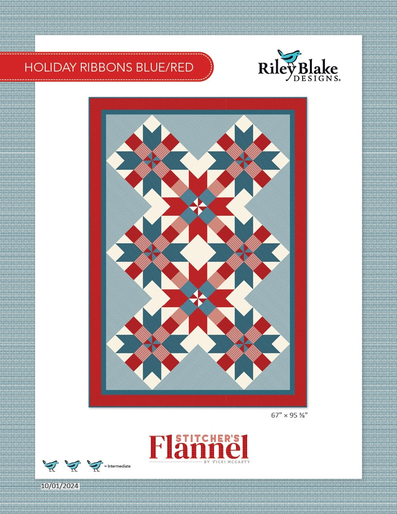 Holiday Ribbons Red Blue Quilt
